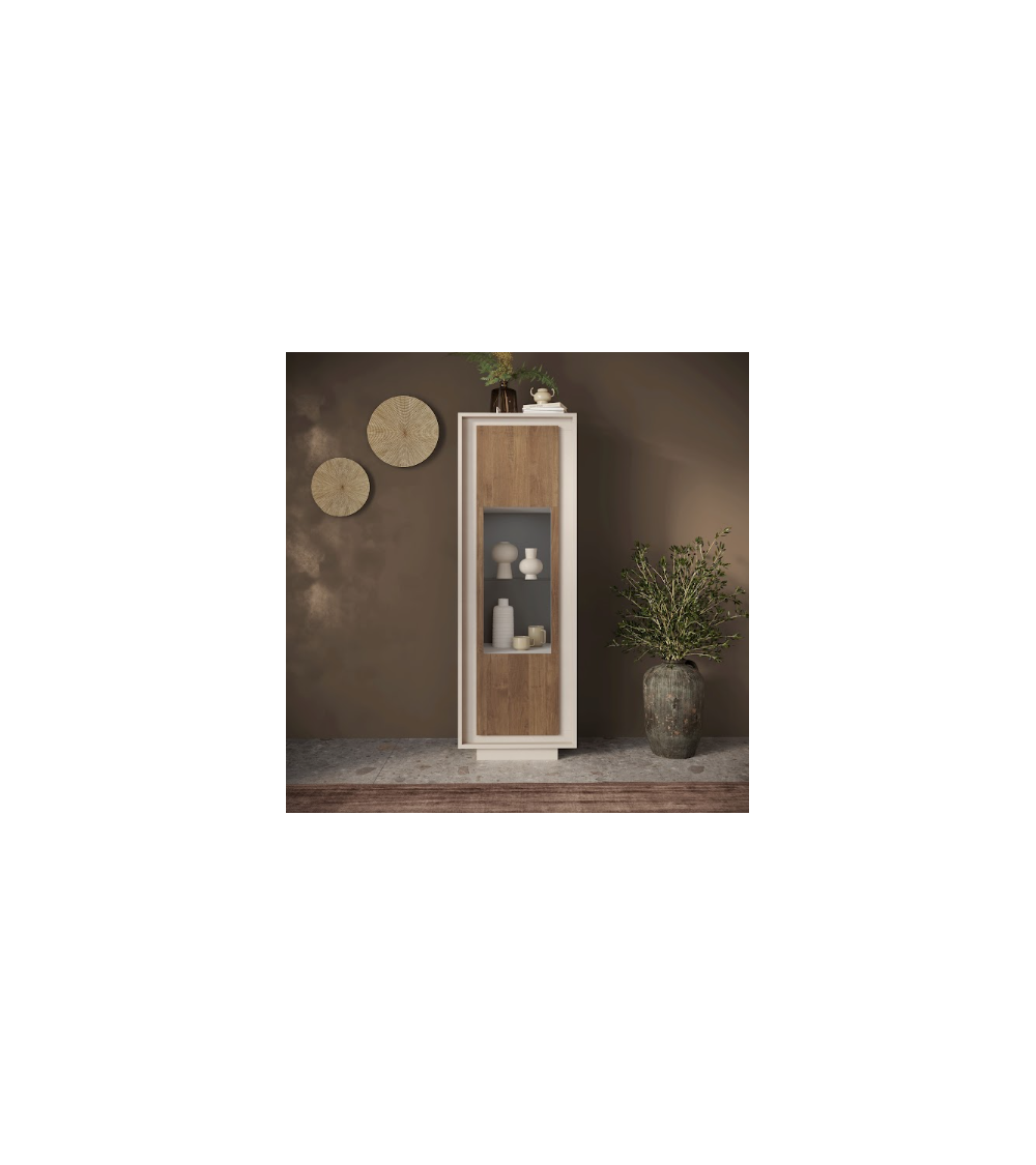 Vitrine SKY 1 porte – Finition Cashmere / Mercure